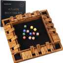 VAMSLOVE Upgraded 14 inches Shut The Box Dice Game Wooden Board Table Math Game with 8+4 Dice for 2-4 Player 4-Sided 10 Number Close The Box for Kids and Adult-Instruction Included