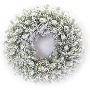 Flocked Pine Candle Ring Wreath (Set of 2)