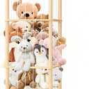 Stuffed Animal Display Shelf Organizer Wooden Zoo Cage Design for Large Plush Toy Storage, Kids Room & Bedroom Decor