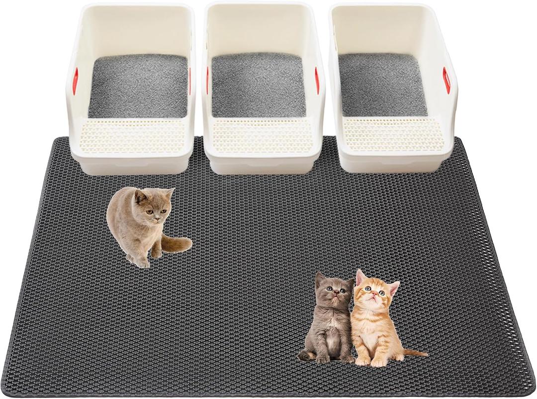 Cat Litter Mats-Extra Large 47''x36'' Litter Trapping Mat for Cat-XXL Litter box Matt for Floor-2 Layer Catcher Rug for Pet kitty Litterbox-Waterproof Urine Proof,Non-Slip