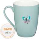 Christian Art Gifts Inspirational Microwave/Dishwasher Safe Ceramic Coffee & Tea Scripture Mug for Women: All Things Through Christ Encouraging Bible Verse, Cute Butterflies, Light Blue/White, 12 oz.