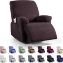 KinCam Recliner Covers, Stretch Reclining Chair Covers, Recliner Sofa Slipcovers Stripe Jacquard Recliner Couch Covers Furniture Protector Covers for Pet Kid (1 XL Seater, Dark Coffee)