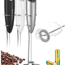 SIMPLETASTE Milk Frother Handheld Electric Foam Maker, Drink Mixer with Stainless Steel Whisk for Cappuccino, Bulletproof Coffee, Latte, Black, without Stand, USBC Rechargeable