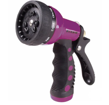 Revolver Heavy Duty 9 Pattern Quick Click Adjustable Garden Hose Spray Nozzle with Trigger Style Handle, for your Car, Boat, Deck, Sidewalk, Flowers and Young Trees, Berry
