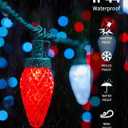 C9 LED Christmas String Lights - 82ft 100 LED Outdoor String Lights with Timer and 8 Lighting Modes, Plug in Extendable Roofline Lights String for Outside Yard Porch Christmas Holiday Decoration (Red and White)