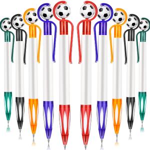 Dianelhall 20 Pcs Soccer Party Favors Soccer Pen Football Black Ballpoint Pens Retractable Multicolor Medium Point 1.0 mm Soft Grip Pen for Office(Multicolored,Vivid)