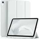 Akkerds Compatible with iPad (A16) 11th Generation Case 11 Inch 2025, for iPad 10th Generation Case 10.9 Inch 2022 with Pencil Holder, Slim Trifold Stand Protective Cover with Soft TPU Back, White