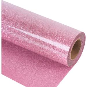 guangyintong Glitter Pink Heat Transfer Vinyl HTV Rolls, 12" x 8ft Iron on Vinyl for T-Shirts, Glitter Pink HTV Vinyl for All Cutter Machines Easy to Cut & Weed for Heat Vinyl Design