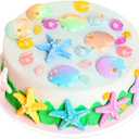 30Pcs Seashells Starfishes Conches Cake Toppers Decorations Pearl Sea Shell Sea Creature Beach Cake Decor Seashells Under the Sea Beach Theme Cake Ornaments for Birthday Party Inedible