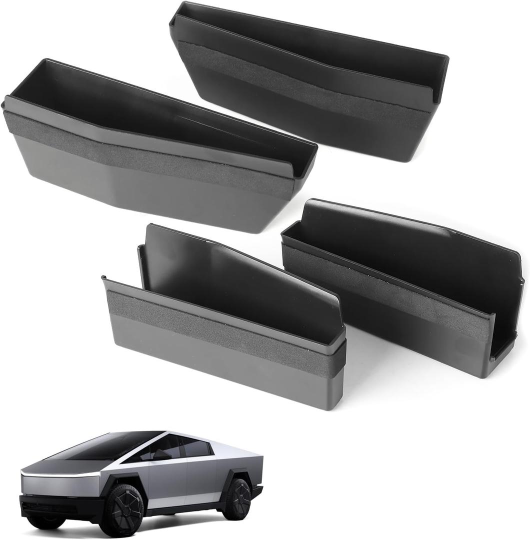 Tesla Cybertruck Accessorie-Door Handle Storage Box Compatible with 2024-2025 Cybertruck,4pcs ABS Plastic Door Handle Inserts with Non-Slip Pads (Black)