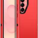 Casenplaza for Samsung Galaxy S25 Case Heavy Duty Protective Shockproof Dropproof 3-Layer Full Body Protection [Without Screen Protector] Tough Rugged Case for Galaxy S25,Red/Black