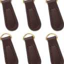 uxcell 6pcs Zipper Pull, 1.57 Inch Leather Zip Puller Zipper Replacement Repair Kit Head Handle for Luggage Clothing Jackets Backpacks Boots, Dark Brown