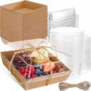 Vesici 153 Pieces Small Charcuterie Boxes with Clear Lids 4.72 Inch Kraft Paper Mini Charcuterie Box, 2 oz Plastic Containers for Dessert Sauce Sandwich Cookie Sushi Cake Slice Strawberries