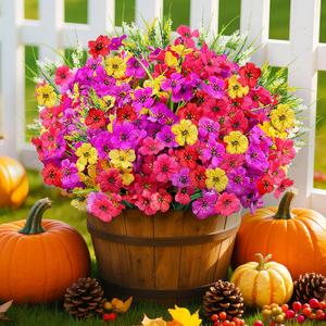 24 Bundles Realistic Fake Flowers for Outdoors, No Fade Faux Silk Flowers & Artificial Plants Lavender, for Garden Patio Porch Decor, Window Box, Hanging Basket, Planter, Grave Decorations (Mix Color)