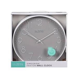 La Crosse Clock 12-Inch Paxton Silent Analog Gray Quartz Wall Clock - 404-3831-INT