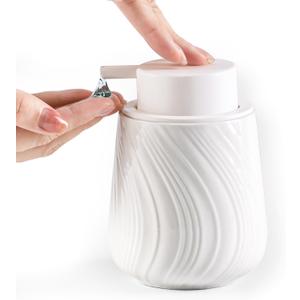 Agyiuns soap Dispenser Ceramic Lotion Dispenser with Easy-to-Press Pump for Bathroom 13.5 oz refillable Liquid Hand soap Dispenser for Hand sanitizers (Liquid-White)