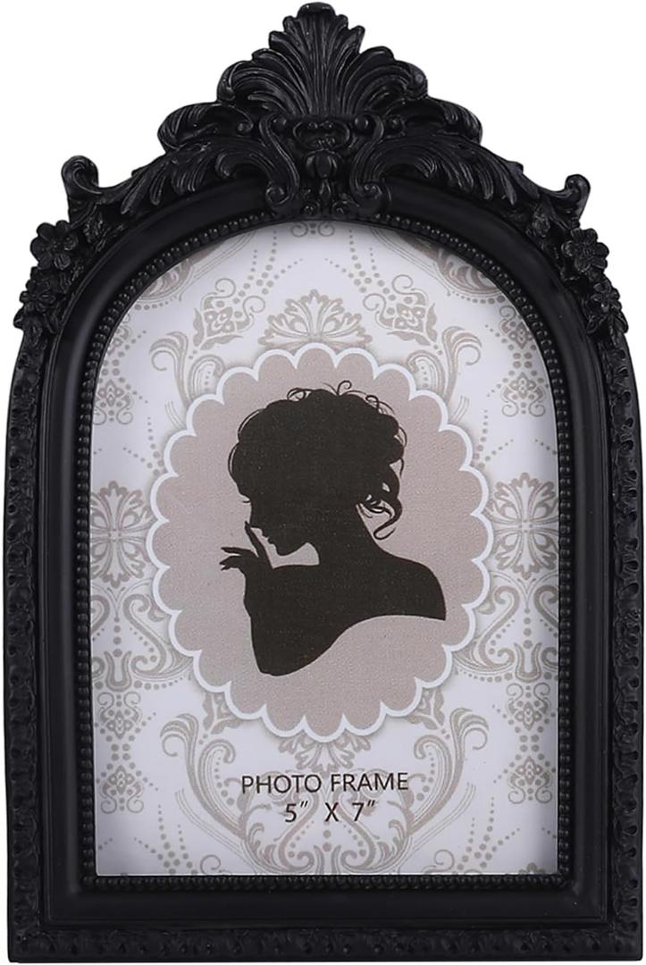SIKOO Vintage Picture Frame 5x7 Black Gothic Picture Frame Tabletop and Wall Mount Vintage Gothic Decor Ornate Photo Gallery Art