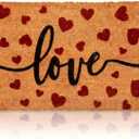 Ceenna Valentine's Day Doormat Outdoor Valentine's Coir Doormat with Non-Slip Backing Red Heart Love Valentines Day Outdoor Mat Front Porch Rugs for Home Entrance, 16 x 28 Inches