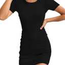 Valiamcep Womens Summer Tank Dress Crewneck Sleeveless Ribbed Knit Slim Fit Bodycon Mini Dresses (Black, L)