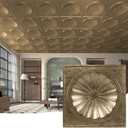 Art3dwallpanels Ceiling Tiles 12 Pack Drop Ceiling Tiles, 24 x 24 Inch High Grade PVC 3D Wall Panels for Interior Wall Decor, Fire Rated, Waterproof, Light Weight, Prevent Breakage, Antique Gold