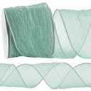 RIBBOOO 2.5 Inch Wired Ribbons Teal Organza Sheer Wired Ribbon Crinkle Sheer Ribbons for Christmas Tree Decoration Gift Wrapping Wreath Crafts Bows Flower Bouquet Wrap Home Decor (10 Yards)