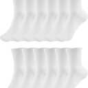 BomKinta Women Casual Calf Socks - Cute Cotton Crew Socks - Soft Above Ankle Sock Gifts 6 Pairs Size 5-10 (12 Pairs - 12 White)