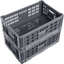 Generic Collapsible Storage Crate, 52 Liter Heavy Duty Plastic Storage Box, Milk Crates Heavy Duty Transit Storage, Gray (2)