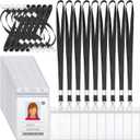 Shappy 100 Pcs Name Tag Lanyards with ID Holder Bulk Vertical Name Badge Holders Card Waterproof Clear Plastic Holder Transparent with Swivel Hook for Office Supplies 65 x 115 mm(Black)