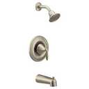 Moen Eva Brushed Nickel Posi-Temp Single-Handle Bathtub Trim Kit with Showerhead, Shower Arm, Tub Spout, and Lever Handle, (Valve Required), T2133BN