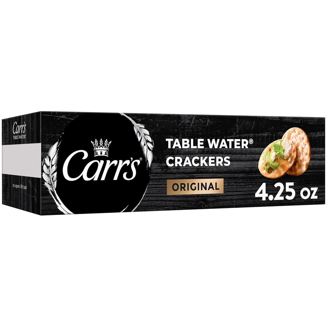 Carr's Table Water Crackers, Baked Snack Crackers, Party Snacks, Original, 4.25oz Box (1 Box) (4.25 Ounce (Pack of 6))