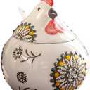 Frezonika Ceramic Salt Cellar with Lid and Spoon, 13 OZ Large Chicken Salt Jar, Salt Holder for Counter, Coffee, Sugar, Spices and Candies, Salt Containers for Countertop (Green)