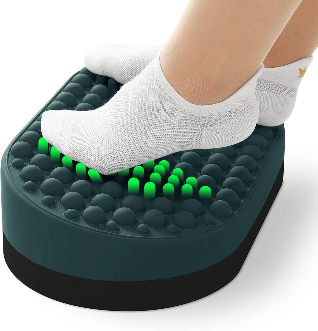 Foot Rest for Under Desk at Work, Home Office Foot Stool, Ottoman Foot Massager for Plantar Fasciitis Relief, Soft Silicone Footrests, Anti-Fatigue (Eucalyptus) (Green)