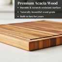 Large 18x14 Inch Acacia Wood Cutting Board, 0.6" Thin Edge Grain w/Deep Juice Groove & Handle for Meat, Bread, Cheese, Kitchen Prep, Solid Hardwood, Non-Toxic, BPA-Free by New M Way
