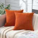 GAWAMAY Decorative Square Throw Pillow Covers 18"x18" Inch Set of 2, Super Soft Chenille Pillows Farmhouse Fall Pillowcase for Living Room Bedroom Sofa Couch Cushion Cover Burnt Orange 45x45cm