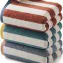 REDKISS 3-Pack Premium Hand Towels for Bathroom - 12 x 28 Inches 100% Cotton Towels, Ultra Soft and Highly Absorbent Striped Hand Towel for Bath, Gym, Hotel, Kitchen and Spa