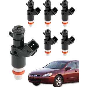 Fuel Injectors (6 PCS), 8 Holes, 3.5 3.2 3.0 2.0 L, Compatible with 2003-2017 Honda Accord Odyssey Pilot Ridgeline, 2003-2008 Acura MDX TL, V6 Engine, OE# 16450-RCA-A01, 8001492N, FJ485, 842-12289