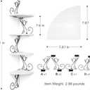 4-Tier Cat Shaped Corner Floating Shelf Wall Mount, White, 20.6 cm x 10 cm x 4.5 inches
