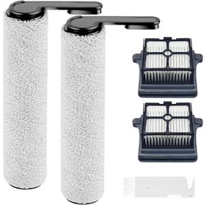 Replacement Brush Rollers and HEPA Filters for Tineco Floor ONE S6 / S7 Pro Cordless Wet Dry Vacuum Cleaner 2 Brush Rollers, 2 HEPA Filters with Clean Tool