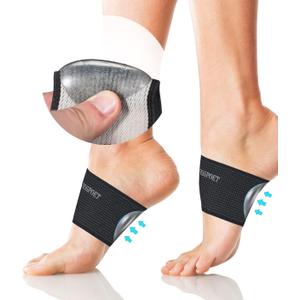Copper Arch Support - Plantar Fasciitis Relief Arch Supports Bands/Sleeves with Gel Pads, Flat Feet Pain Relief,Men Women 1 Pair Black (S (Men 4.5-7.5/Women 5.5-8.5))