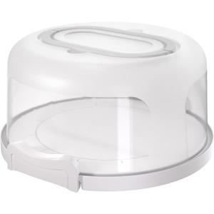 Top Shelf Elements Round Cake Carrier Two Sided Cake Holder Serves as Five Section Serving Tray, Portable Cake Stand Fits 10 inch Cake, Cake Box Comes With Handle, Cake Container Holds Pies (White)
