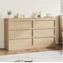 6 Drawer Dresser for Bedroom - Modern Double Dresser Organizer with 6 Drawers Large Storage - Wooden Chest of Drawers for Living Room/Nursery/Hallway - Natural