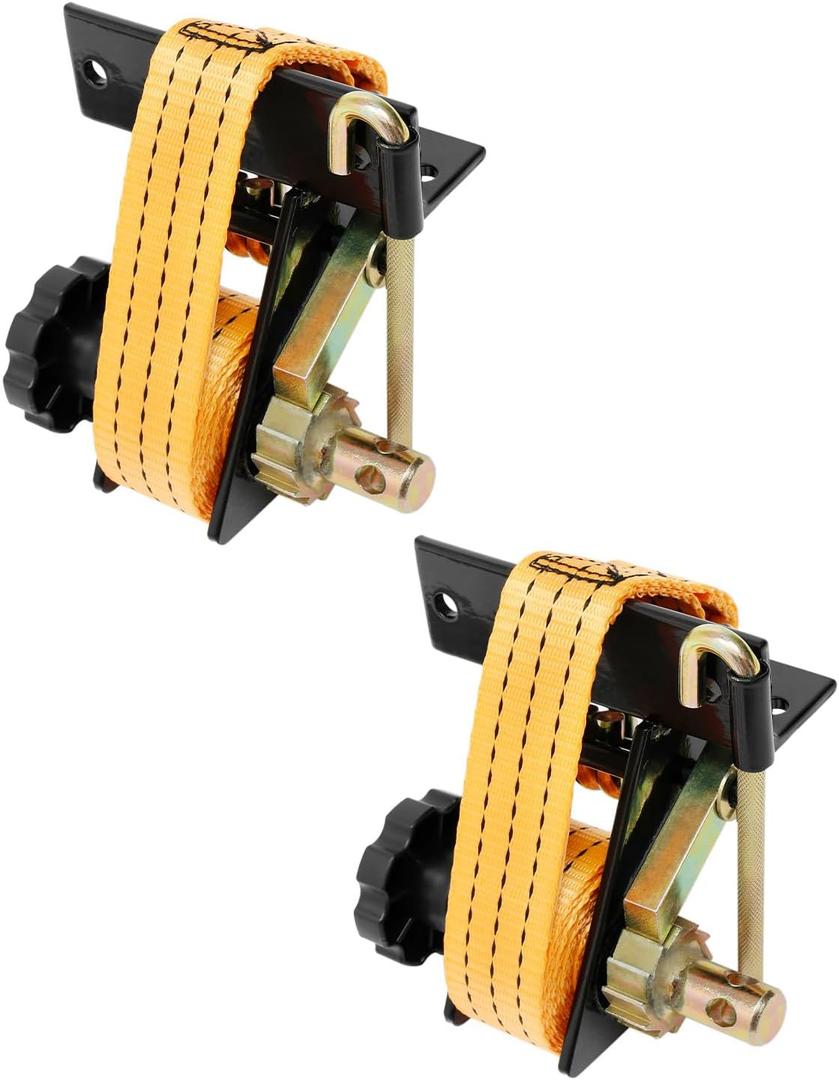 Ladder Rack Ratchet Straps, W/J-Hook (2PCS), 1.4" Black Square Tube Mount, 1.5" Wide x 7.5' Long, Orange Truck Rack Straps, 500 lbs Load Heavy Duty, Lumber Rack Ratchet Strap, Pipe/Roof Rack Strap