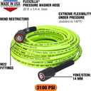Flexzilla Pressure Washer Hose with M22 Fittings, 1/4 in. x 50 ft., ZillaGreen - HFZPW3450M-E