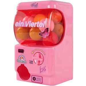 Mini Gashapon Machine, Pink Party Toy Dispenser with 21 Reusable Capsule Balls, Manual Operation, 9 x 4 x 5.5 inches