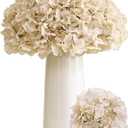 80pcs Beige Hydrangea Artificial Flowers Silk Hydrangea Heads with Stems Hydrangea Flowers for DIY Wedding Centerpiece Baby Shower Home Party Decor