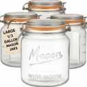 kitchentoolz Large Glass Mason Jars with Airtight Lids - Half Gallon Food Storage & Canning Jars with Measurement Markings - Kitchen Pantry Containers for Flour, Sugar & Dry Goods - 64 oz (4pk)