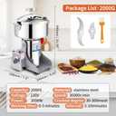 2000g Electric Grain Mill 36000r/min High-speed Grain Mill 3500W Superfine Powder Grinder Dry Grinder Machine 270 swingable Dry Material Grinding Machine 304 Stainless Steel herb grinder