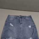 GOBLES Women's Sexy Mid Waist Zipper Closure Frayed Raw Hem Ripped Mini Denim Skirts Blue, Medium