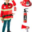 Morph Firefighter Costume for Kids - Fireman Outfit for Boys and Girls - Fun Role Play Dress Up Costume, 3-4 Years