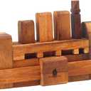 Wooden Kumiki Brain Teaser Puzzle for Adults  Handmade 3D Interlocking Wooden Puzzle Game  Classic Japanese Logic Puzzle  Mind Challenge Gift for Adults, Wooden Desk Toy & Decor (Boat)